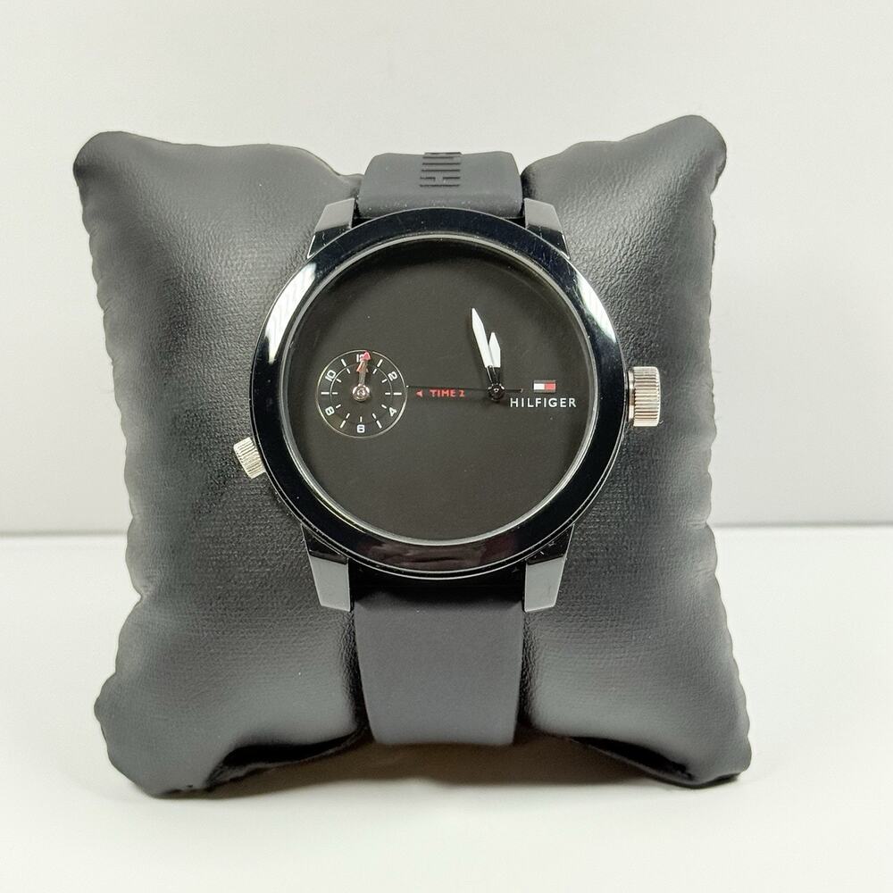 Tommy Hilfiger Denim Black Dial Silicone Band Men’s Watch 1791326